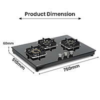 Shine Three Burner Gas Stove | Hob Top Auto Ignition
