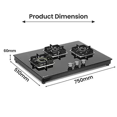Shine Three Burner Gas Stove | Hob Top Auto Ignition
