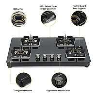 Shine Four Burner Gas Stove | Hob Top Auto Ignition