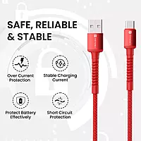 Portronics Konnect X – 6A USB to Type-C Cable, 1M Red, fast charging, durable design, tangle-free, compatible with various devices, perfect for quick data transfer and charging on the go.