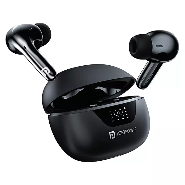 POR 2241 Harmonics Twins 28 TWS Earbuds – Bluetooth 5.3 | In-Ear | Bass | 24H Playtime | Black