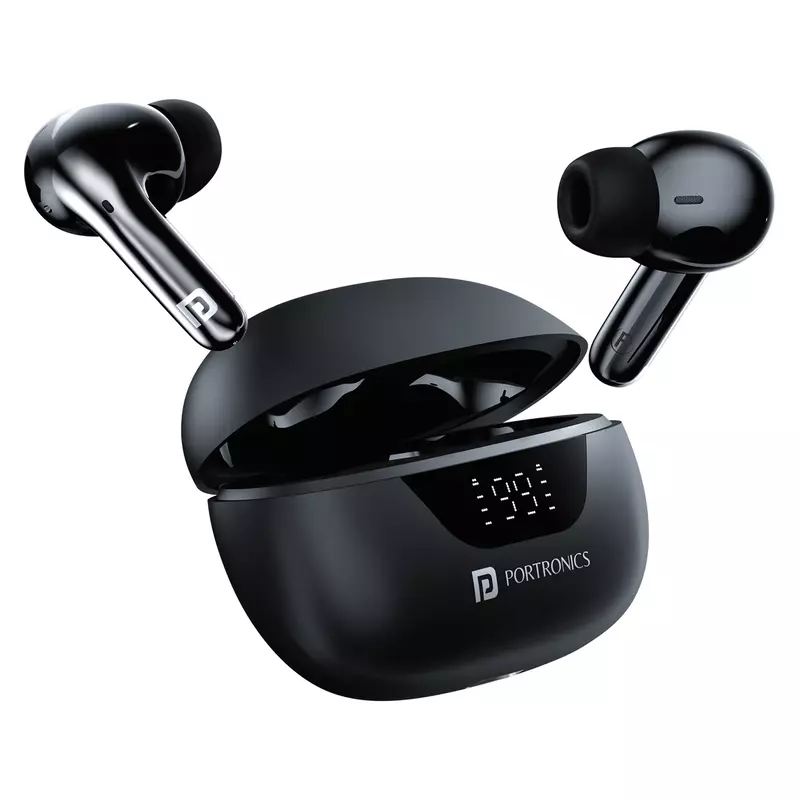 POR 2241 Harmonics Twins 28 TWS Earbuds – Bluetooth 5.3 | In-Ear | Bass | 24H Playtime | Black