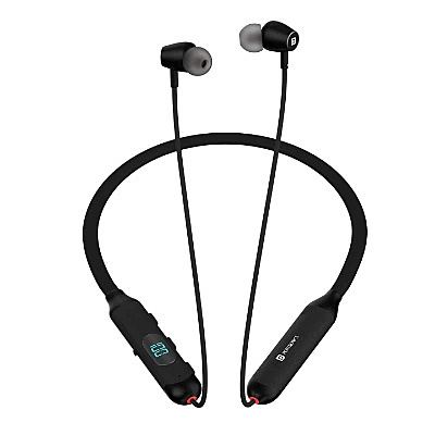 Portronics Harmonics Z8 Bluetooth Earphones - 40H Playback, Magnetic, LED Display, IPX4, Fast Charging (Black)