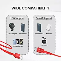 Portronics Konnect X – 6A USB to Type-C Cable, 1M Red, fast charging, durable design, tangle-free, compatible with various devices, perfect for quick data transfer and charging on the go.