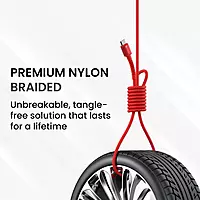 Portronics Konnect X – 6A USB to Type-C Cable, 1M Red, fast charging, durable design, tangle-free, compatible with various devices, perfect for quick data transfer and charging on the go.