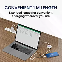 Portronics Upgraded Konnect Recoil 100W Type C to Type C Retractable Cable, PD Fast Charging, Retractable Charging Cable, Fast Data Transfer, Compatibility with iPhone 15 Series & Type C Smartphones