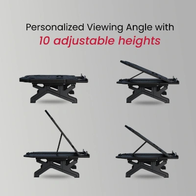 Portronics My Buddy Hexa 33 Laptop Stand with Phone Holder, Four Legs, Foldable Design, Improved Airflow & Posture Support for Upto 17 Inches Laptop & MacBook (Black) Portronics My Buddy Hexa 33 Laptop Stand with Phone Holder, Four Legs, Foldable Design, Improved Airflow & Posture Support for Upto 17 Inches Laptop & MacBook (Black)