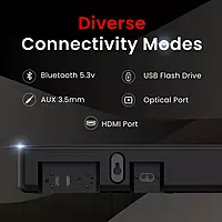 POR 2084 Sound Slick 8 Wireless Soundbar – 80W | Bluetooth 5.3 | USB, AUX, HDMI, Optical  | Black