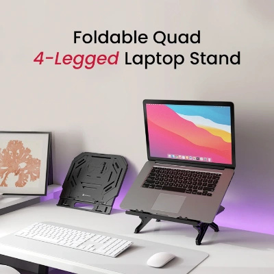 Portronics My Buddy Hexa 33 Laptop Stand with Phone Holder, Four Legs, Foldable Design, Improved Airflow & Posture Support for Upto 17 Inches Laptop & MacBook (Black) Portronics My Buddy Hexa 33 Laptop Stand with Phone Holder, Four Legs, Foldable Design, Improved Airflow & Posture Support for Upto 17 Inches Laptop & MacBook (Black)
