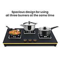 Shine Gold Three Burner Gas Stove | Hob Top Auto Ignition