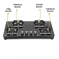 Shine Four Burner Gas Stove | Hob Top Auto Ignition