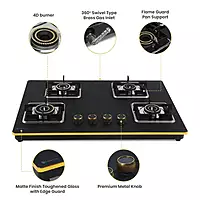 Shine Gold Four Burner Gas Stove | Hob Top Auto Ignition
