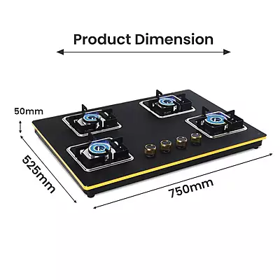 Shine Gold Four Burner Gas Stove | Hob Top Auto Ignition