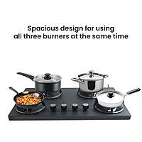 Carnival Plus Brass Burner Matt Finish Super Slim Tablet Hob 3 Burner Auto Ignition