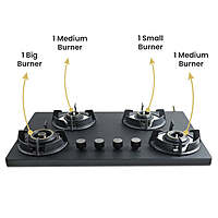 Carnival Plus Brass Burner Matt Finish Super Slim Tablet Hob 3 Burner Auto Ignition