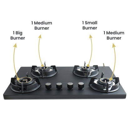 Carnival Plus Brass Burner Matt Finish Super Slim Tablet Hob 3 Burner Auto Ignition