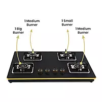 Shine Gold Four Burner Gas Stove | Hob Top Auto Ignition