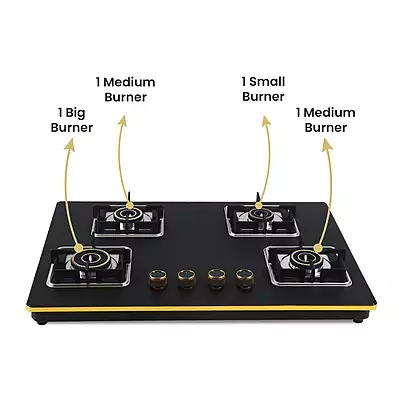 Shine Gold Four Burner Gas Stove | Hob Top Auto Ignition