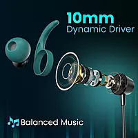 Portronics Harmonics Z12 Bluetooth In-Ear Headset – V5.3, Type-C | 35Hrs Play Time | Black