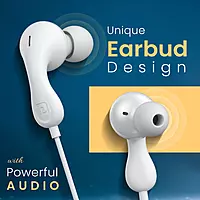 Portronics Kappa A In-Ear Earbuds – On/Off/Volume Switch | TPE Cable | 3.5mm | White