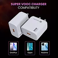 Portronics Adapto 65A 65W Fast Charger & USB-A to Type C Cable for OnePlus, Oppo, Realme