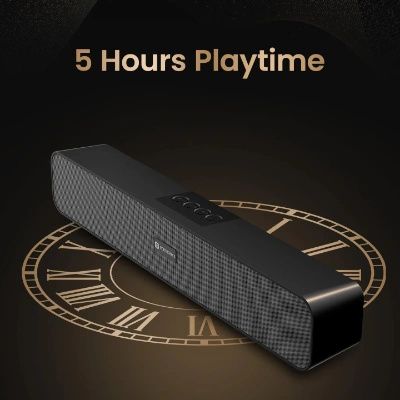 Portronics Decibel 24 | 10W Bluetooth Soundbar Speaker with in Built Mic, HD Sound, Bluetooth 5.3v/USB/TF Card/Aux in, Soundbar for Phone/Laptop/Tablets, Type C Fast Charging (Black) Portronics Decibel 24 | 10W Bluetooth Soundbar Speaker with in Built Mic, HD Sound, Bluetooth 5.3v/USB/TF Card/Aux in, Soundbar for Phone/Laptop/Tablets, Type C Fast Charging (Black)
