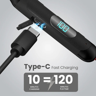 Portronics Harmonics Z8 Bluetooth Earphones - 40H Playback, Magnetic, LED Display, IPX4, Fast Charging (Black) Portronics Harmonics Z8 Bluetooth Earphones - 40H Playback, Magnetic, LED Display, IPX4, Fast Charging (Black)