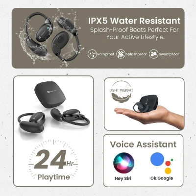 Portronics Harmonics Twins 31 Over Ear OWS Smart Wireless Earbuds with HD Mic, Secure & Flexible Earhook, Touch Control, 24 Hrs Playtime, Music/Gaming Mode, BT 5.4V, Light Weight Portronics Harmonics Twins 31 Over Ear OWS Smart Wireless Earbuds with HD Mic, Secure & Flexible Earhook, Touch Control, 24 Hrs Playtime, Music/Gaming Mode, BT 5.4V, Light Weight