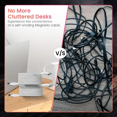 Portronics Lightning Cable 1 m Braided Maglink CL 27W Type C to 8 Pin, (Compatible with Mobile, White, One Cable) Portronics Lightning Cable 1 m Braided Maglink CL 27W Type C to 8 Pin, (Compatible with Mobile, White, One Cable)