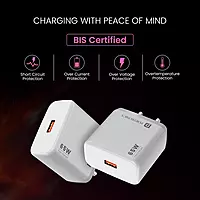 Portronics Adapto 65A 65W Fast Charger & USB-A to Type C Cable for OnePlus, Oppo, Realme