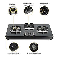 Shine Three Burner Gas Stove | Hob Top Auto Ignition