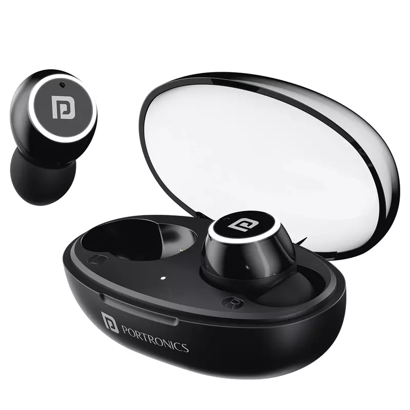 Portronics Harmonics Twins S13 TWS Earbuds – Bluetooth v5.3, In-Ear, Bass, 24hrs Playtime, Black