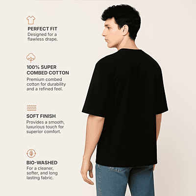 Black T-Shirt with 3 Black Symbols I Unisex Oversized Graphic Tee