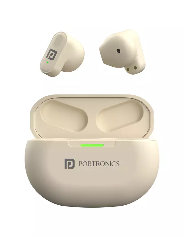 Portronics POR 2213 Harmonics Twins S17 TWS Earbuds – Bluetooth 5.3  In-Ear  24hrs Playtime  Beige