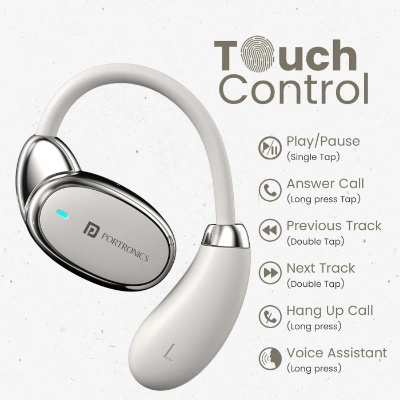 Portronics Harmonics Twins 31 Over Ear OWS Smart Wireless Earbuds with HD Mic, Secure & Flexible Earhook, Touch Control, 24 Hrs Playtime, Music/Gaming Mode, BT 5.4V, Light Weight Portronics Harmonics Twins 31 Over Ear OWS Smart Wireless Earbuds with HD Mic, Secure & Flexible Earhook, Touch Control, 24 Hrs Playtime, Music/Gaming Mode, BT 5.4V, Light Weight