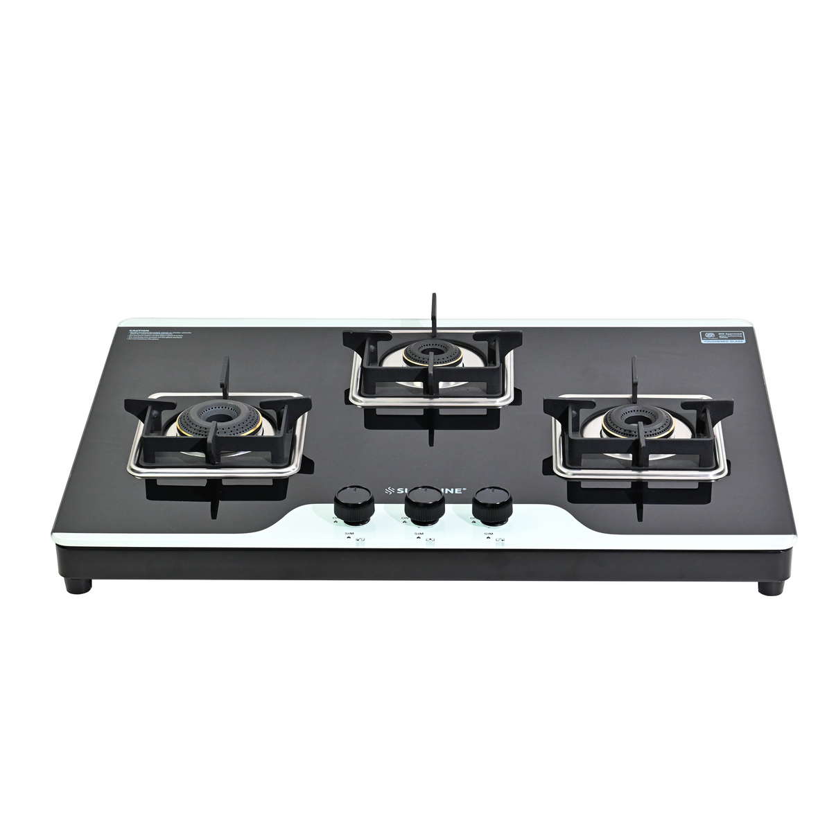 3 Burner Glass Gas Stove | Hob Top Cooktop | Tempered Glass, | Manual Ignition |