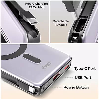 Power Bank Foxin 10000mAh MagSafe Mag One FPB-154 Meteor Grey