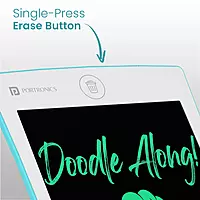 Portronics RuffPad – 8.5" Blue LCD E-Writer with Magnets, perfect for notes and doodles. Lightweight, portable, and eco-friendly. Easy to erase with a single button. Ideal for all ages!