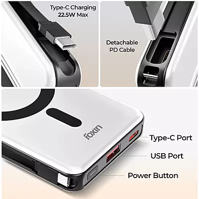 Power Bank Foxin 10000mAh MagSafe Mag One FPB-154 Pearl White