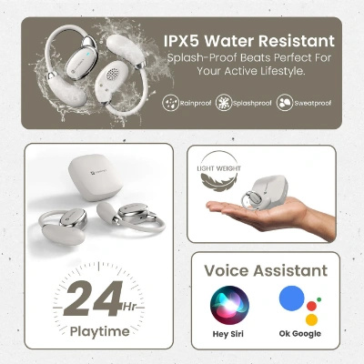 Portronics Harmonics Twins 31 Over Ear OWS Smart Wireless Earbuds with HD Mic, Secure & Flexible Earhook, Touch Control, 24 Hrs Playtime, Music/Gaming Mode, BT 5.4V, Light Weight Portronics Harmonics Twins 31 Over Ear OWS Smart Wireless Earbuds with HD Mic, Secure & Flexible Earhook, Touch Control, 24 Hrs Playtime, Music/Gaming Mode, BT 5.4V, Light Weight