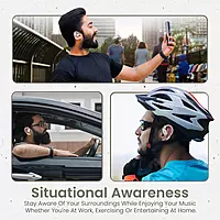 POR 2751 Harmonics Twins 31 OWS Earbuds – Bluetooth 5.4 | Out-Ear Design | Bass| White