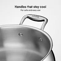 Stahl Artisan Triply Stainless Steel Biryani Handi with Dual lid, Steel Lid for Dum & Glass Lid for Serving | Biryani Pot, Gas & Induction Compatible | Non-Toxic, Less Oil, Stick Resistant