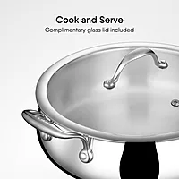 Stahl Artisan Triply Stainless Steel Biryani Handi with Dual lid, Steel Lid for Dum & Glass Lid for Serving | Biryani Pot, Gas & Induction Compatible | Non-Toxic, Less Oil, Stick Resistant