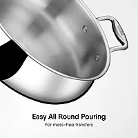Stahl Artisan Triply Stainless Steel Biryani Handi with Dual lid, Steel Lid for Dum & Glass Lid for Serving | Biryani Pot, Gas & Induction Compatible | Non-Toxic, Less Oil, Stick Resistant