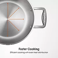 Stahl Artisan Triply Stainless Steel Casserole with Lid, Induction & Gas Stove Compatible, Briyani Pot/Handi