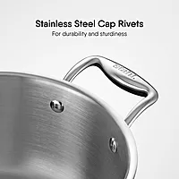 Stahl Artisan Triply Stainless Steel Casserole with Lid, Induction & Gas Stove Compatible, Briyani Pot/Handi