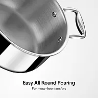 Stahl Artisan Triply Stainless Steel Casserole with Lid, Induction & Gas Stove Compatible, Briyani Pot/Handi