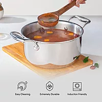 Stahl Artisan Triply Stainless Steel Casserole with Lid, Induction & Gas Stove Compatible, Briyani Pot/Handi