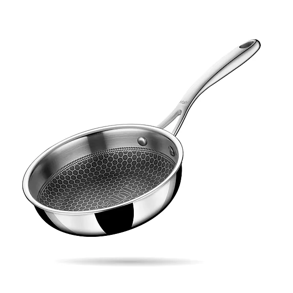 Stahl Artisan Hybrid Triply Frying Pan | Induction & Gas Stove Compatible | Honeycomb Non Stick Fry Pan