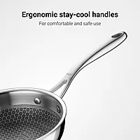 Stahl Artisan Hybrid Triply Frying Pan | Induction & Gas Stove Compatible | Honeycomb Non Stick Fry Pan
